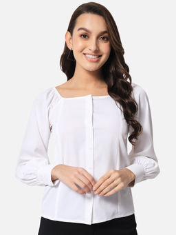 ALL WAYS YOU - Men White Crepe Solid/Plain Top