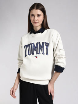 Tommy Hilfiger - Men White Cotton Typography Sweatshirt