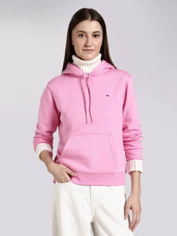 Tommy Hilfiger - Men Pink Cotton Solid/Plain Hoodie
