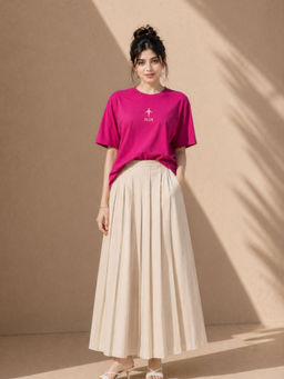 FLCN - Men Magenta Cotton Solid/Plain T-Shirt