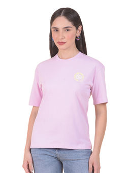 Cantabil - Men Lavender Polycotton Solid/Plain T-Shirt