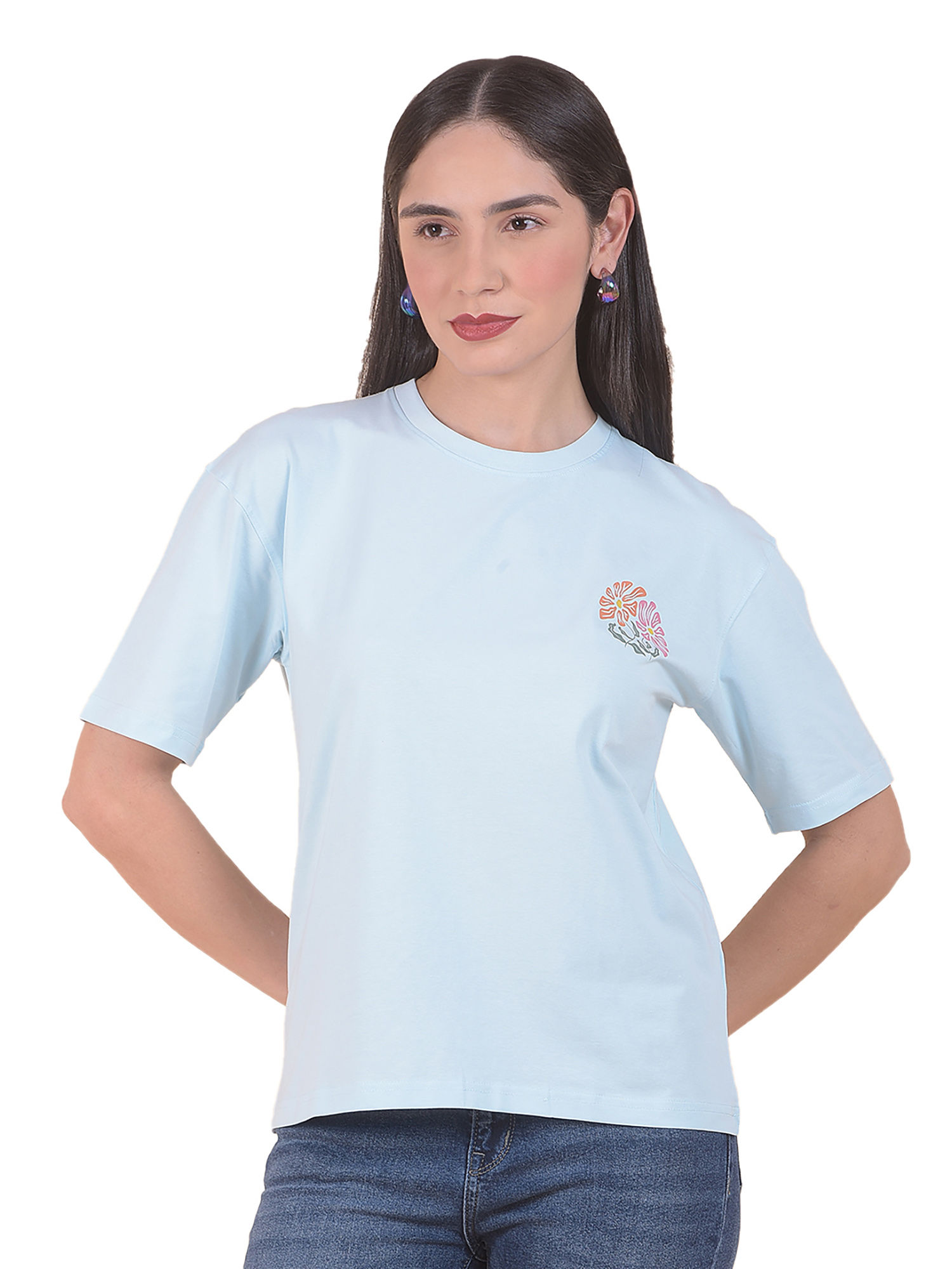 cantabil Men Blue Cotton Blend Solid/Plain T-Shirt-picture-14