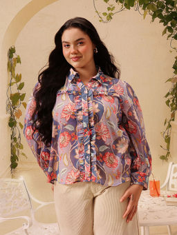 CURVY STREET - Men Lavender Polyester Floral Shirt