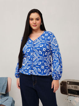 CURVY STREET - Men Blue Cotton Printed Shirt