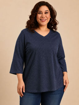 THE PINK MOON - Men Navy Blue Viscose Solid/Plain T-Shirt