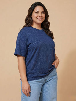 THE PINK MOON - Men Navy Blue Viscose Solid/Plain T-Shirt