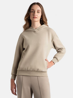 Jockey - WZ22 Women Microfiber Cotton Blend Drop Shoulder Hoodie Sweatshirt-Moon Rock