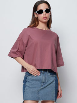 Bewakoof - Women's Purple Oversized Short Top
