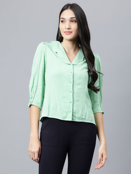 Latin Quarters - Women Green Textured Top