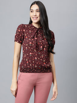 Latin Quarters - Women Maroon Printed Top
