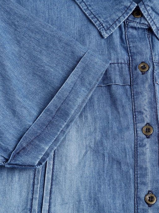 latin quarters denim dress Latin Quarters Women Blue Denim Collared Half Sleeves Solid Casual Min