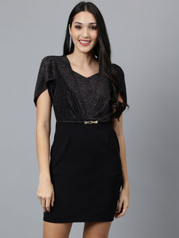 Latin Quarters - Women Black Half Sleeve Mini Dress