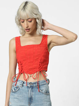 ONLY - Red Corset Crop Top