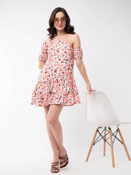 Magre - Printed Satin Drop Shoulder Dress