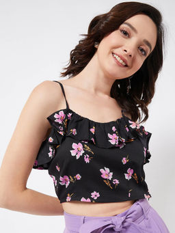 Magre - Satin Printed Crop Top