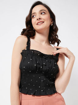 Magre - Polka Dot Smocking Crop Top