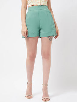 Magre - Green Front Botton Shorts