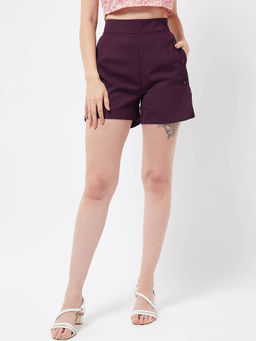 Magre - Wine Front Botton Shorts