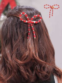 Hair Drama Co. - Embellished Pearl and Crystal Beads Hair Bow Alligator Clip