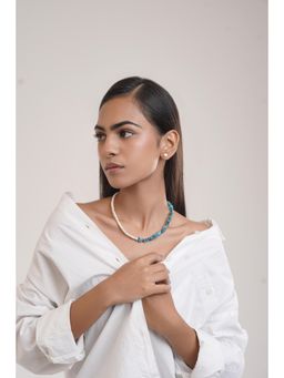 Royal Pitarah - Sumatra Blue Amazonite and Pearl Necklace