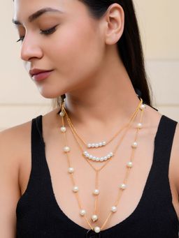 Silvermerc Designs - Pearl Gold Chain Necklace