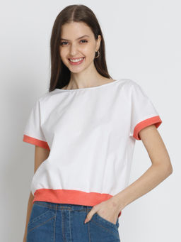 SHAYE - Women White Cotton Solid Top