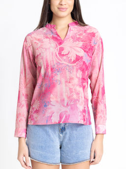 SHAYE - Women Pink Polyester Floral Top