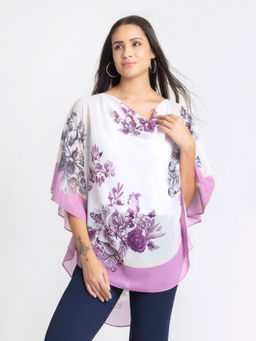 SHAYE - Women White Polyester Floral Top
