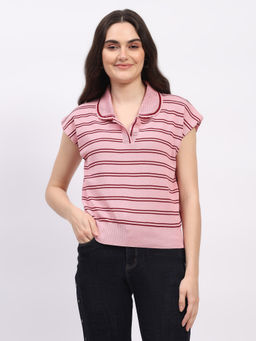 Global Republic - Women Pink Viscose Stripes Top