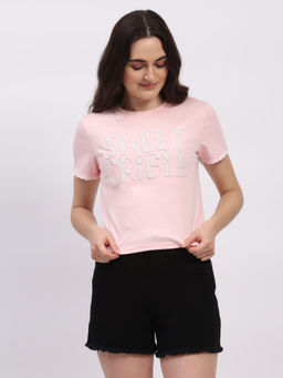 Global Republic - Women Pink Modal Embroidered Top