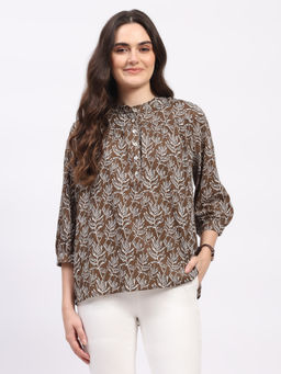 Global Republic - Women Brown Cotton Floral Top