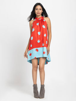 SHAYE - Women Red Polyester Polka Dots A-Line Dress