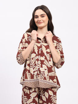 Global Republic - Women Brown Rayon Printed Shirt