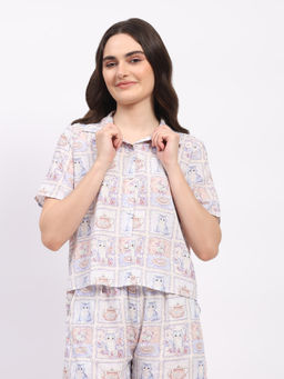 Global Republic - Women Mauve Rayon Quirky Print Shirt