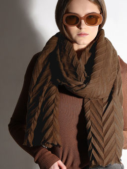 VERO MODA - Dark Brown Textured Structured Scarf
