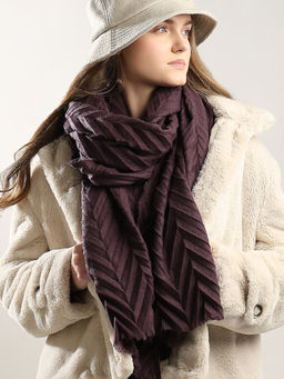 VERO MODA - Dark Purple Textured Structured Scarf