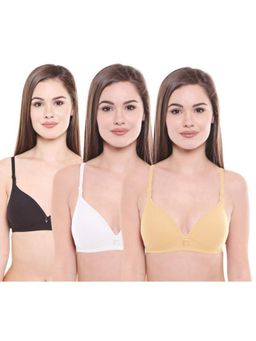 Bodycare - Pack of 3 Lightly Padded Bra In Black-Skin-White Colour