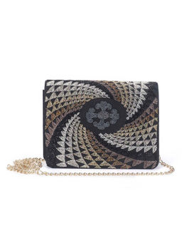 The Purple Sack - Black Embroidered Sling Bag