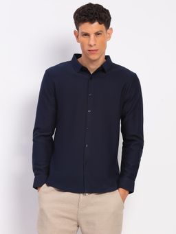 Global Republic - Polyester Blend Solid Spread Collar Shirt