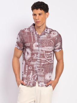 Global Republic - Abstract Print Collar Neck Shirt