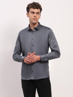 Global Republic - Satin Blend Solid Spread Collar Shirt