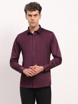 Global Republic - Satin Blend Solid Spread Collar Shirt