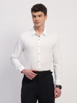 Global Republic - Nylon Spandex Solid Spread Collar White Shirt