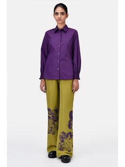 Genes Lecoanet Hemant - Women's Regular Fit Cotton Button-Up Shirt-Amethyst