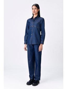 Genes Lecoanet Hemant - Navy Blue Chambray Button-Up Shirt
