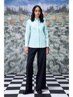 Genes Lecoanet Hemant - Nile Green Giza Cotton Poplin Embroidered Shirt