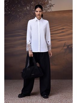 Genes Lecoanet Hemant - White Precision Shirt With Geometric Cutwork Sleeves