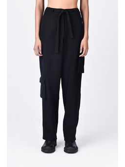 Genes Lecoanet Hemant - Black Banana Crepe Relaxed Fit Joggers With Asymmetric Pockets