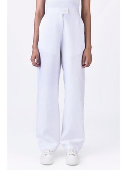 Genes Lecoanet Hemant - White Linen Straight Fit Trousers