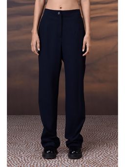 Genes Lecoanet Hemant - Navy Poly Viscose Satin Trouser